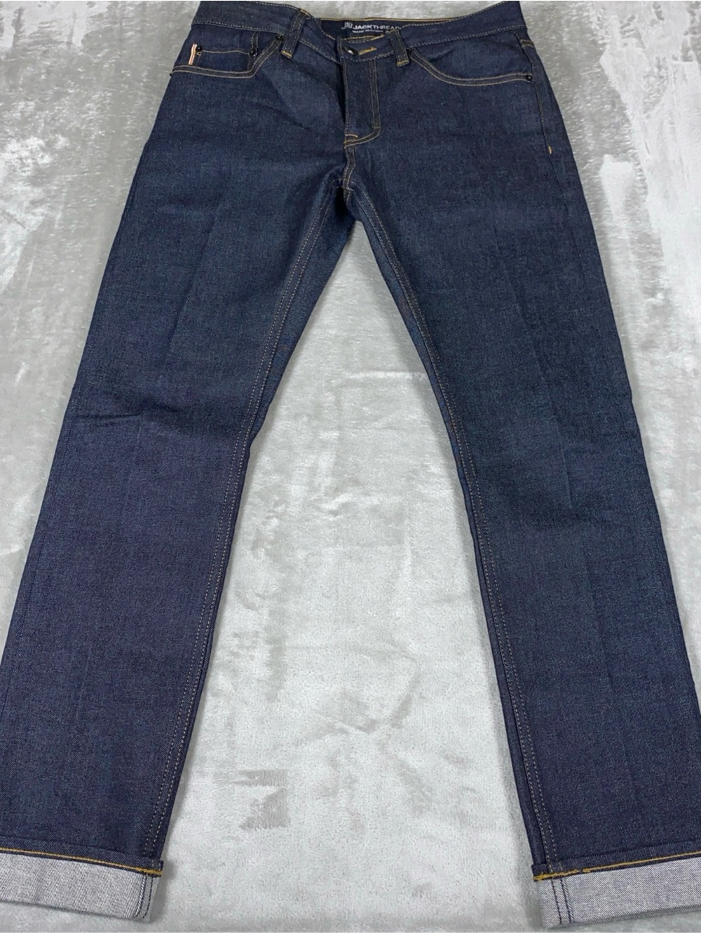 Jack Threads Selvedge Button Fly Slim Jeans Mens‎ 31X32 Raw indigo Denim